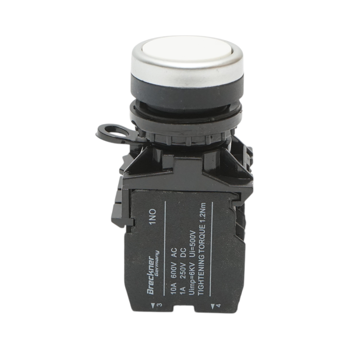 Buton comanda cu revenire alb 1NO+1NC, 10A/600V AC, 1A/250V DC LA42 Breckner Germany