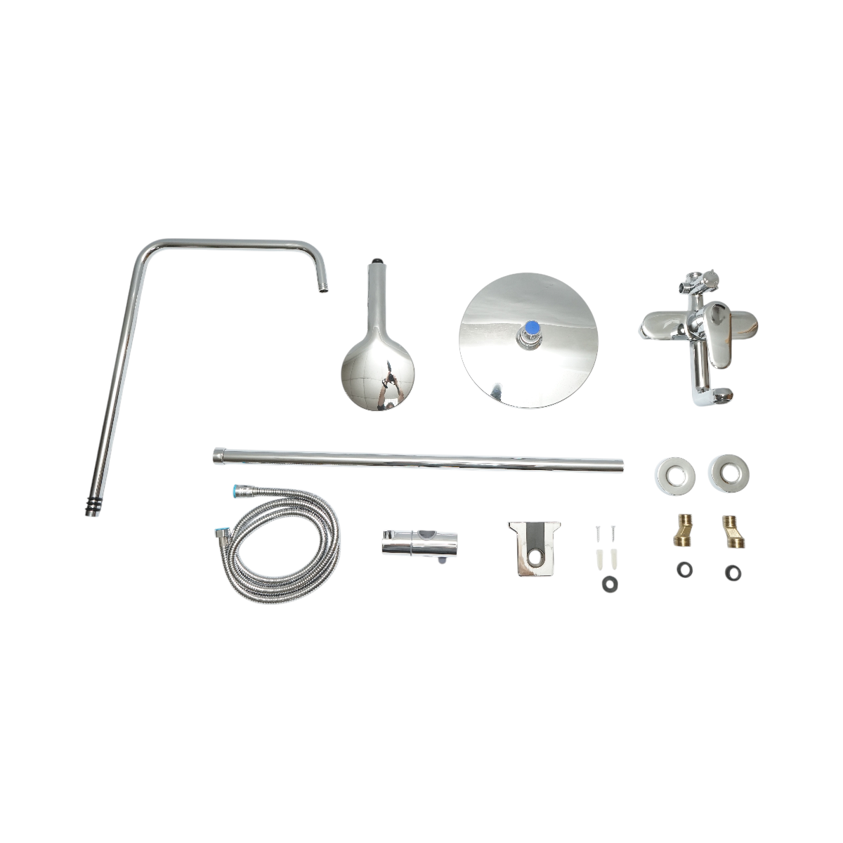 Set dus multifunctional de perete cu dus de mana, pipa cada, dus rotund, cartus ceramic, crom lucios – imagine 2
