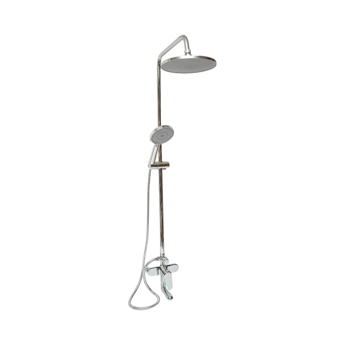 Set dus multifunctional de perete cu dus de mana, pipa cada, dus rotund, cartus ceramic, crom lucios – imagine 3