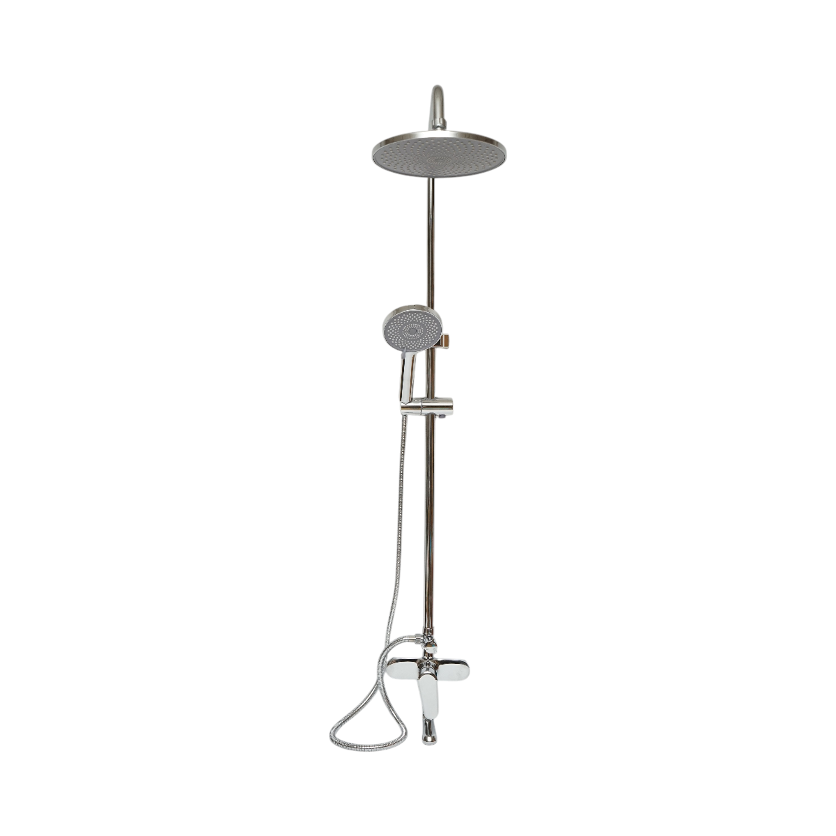Set dus multifunctional de perete cu dus de mana, pipa cada, dus rotund, cartus ceramic, crom lucios – imagine 4