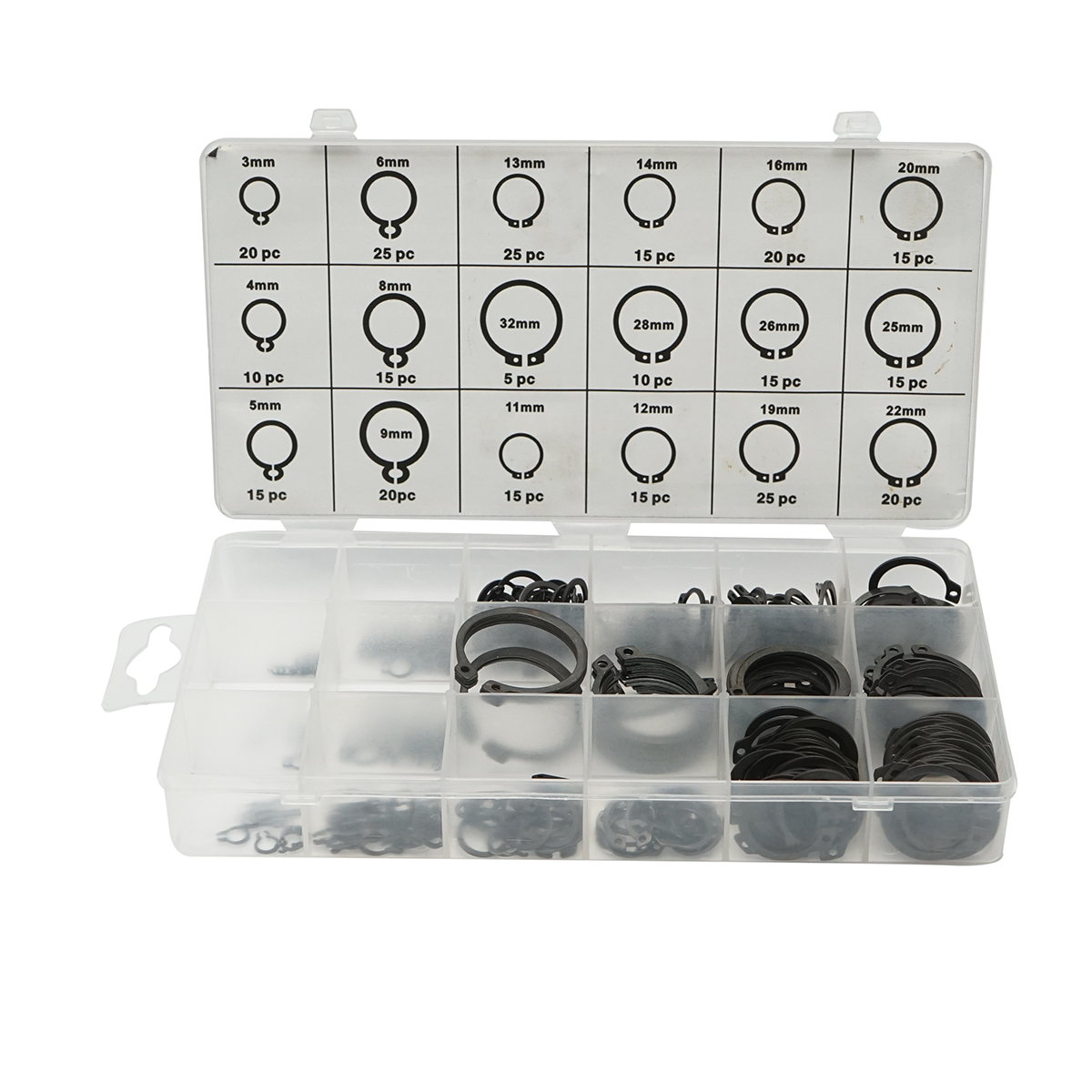 Trusa inele siguranta seeger exterioare 3-32mm 300 piese