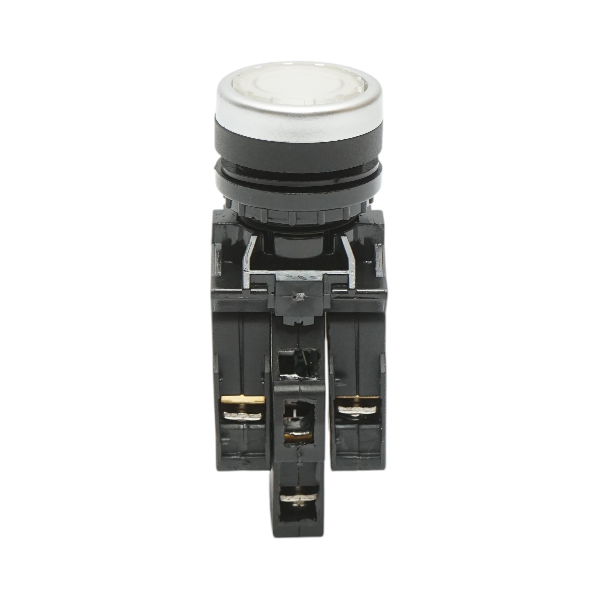 Buton comanda iluminat LED 220V AC alb cu revenire 1NO+1NC, 10A/600V AC, 1A/250V DC LA42 Breckner Germany – imagine 2