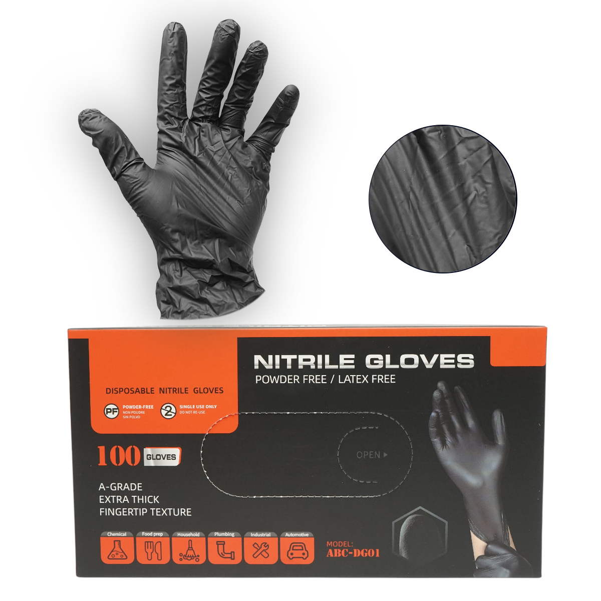 Manusi din nitril sintetic negre nepudrate marimea XL 100 buc/cutie
