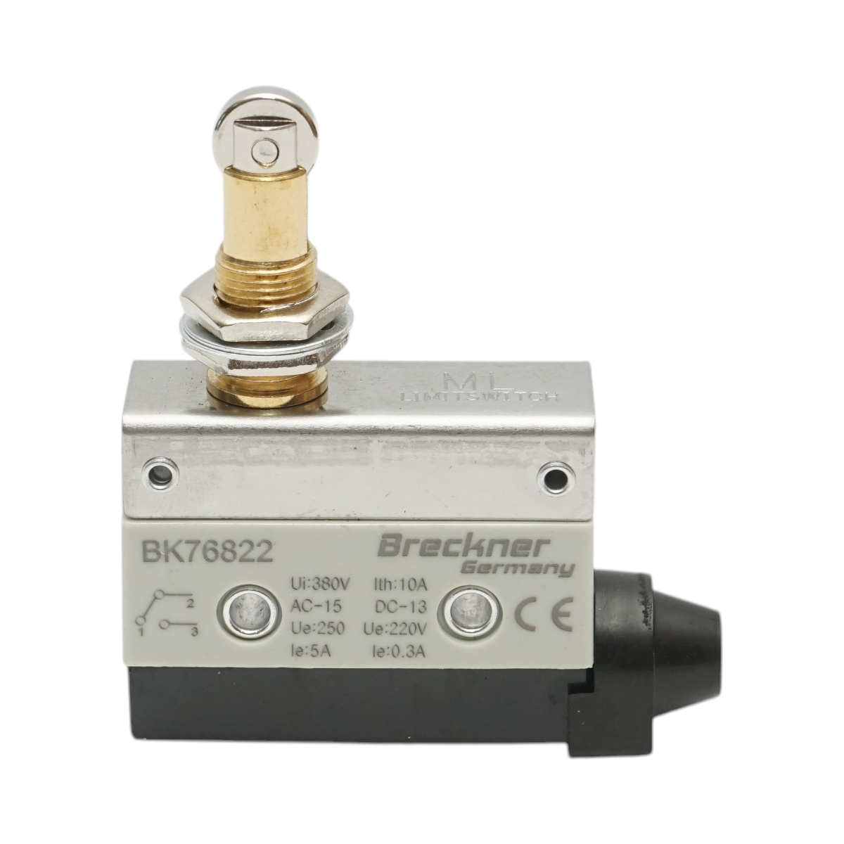 Intrerupator de limita cu cap metalic si rola orizontala 380V AC/250V DC Breckner Germany