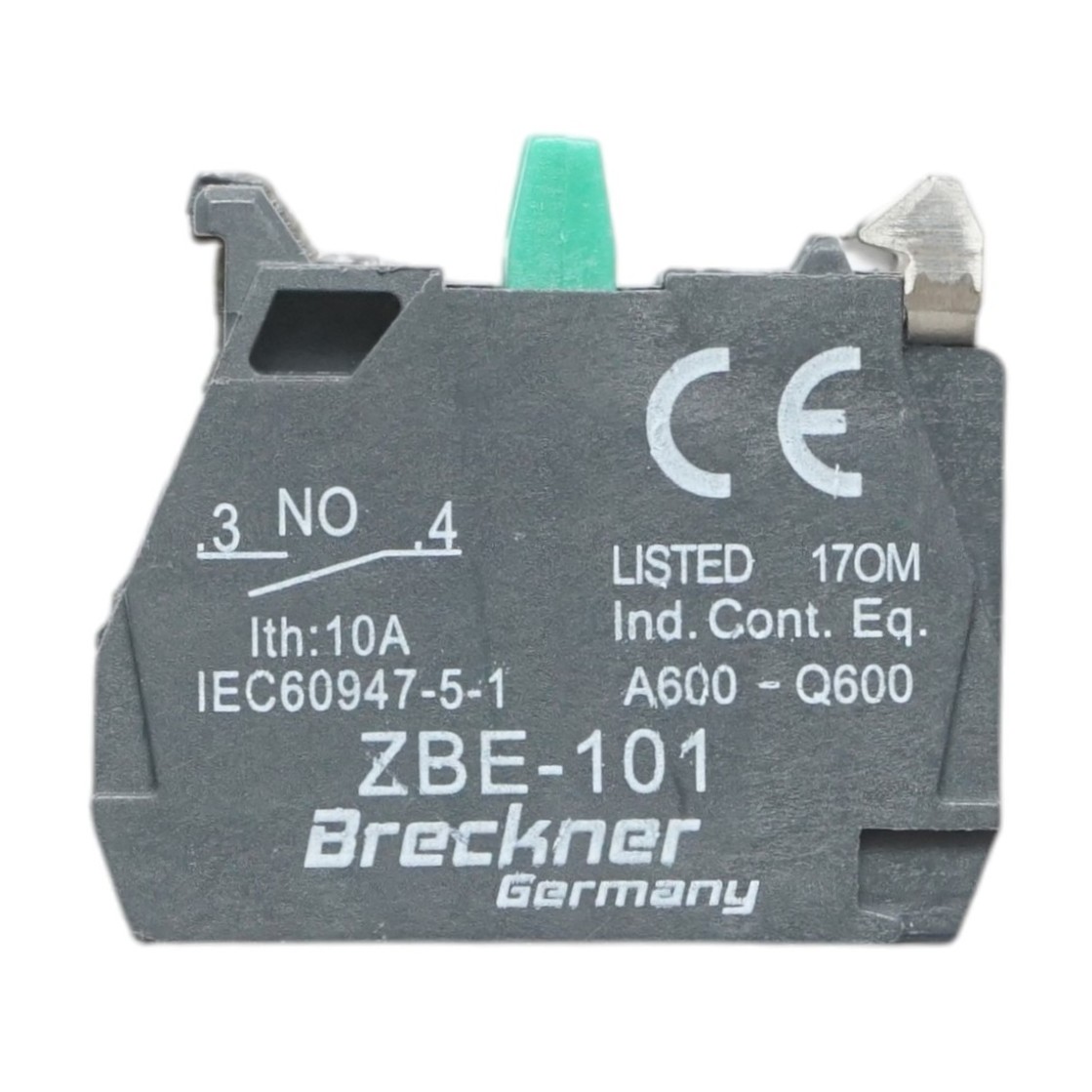 Bloc contact auxiliar 1NO, 24V/10A 22mm LAY5 Breckner Germany
