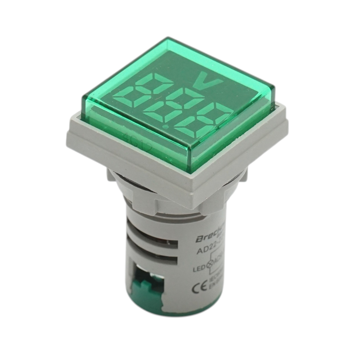 Indicator digital voltmetru LED verde 50-500V AC Ø 22mm Breckner Germany