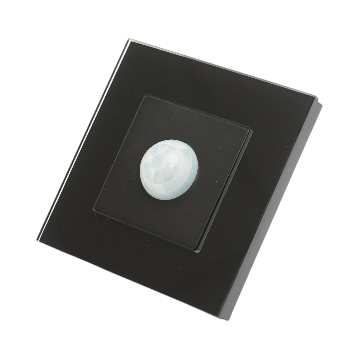 Intrerupator senzor miscare PIR negru 220V, rama sticla 86x86x34mm