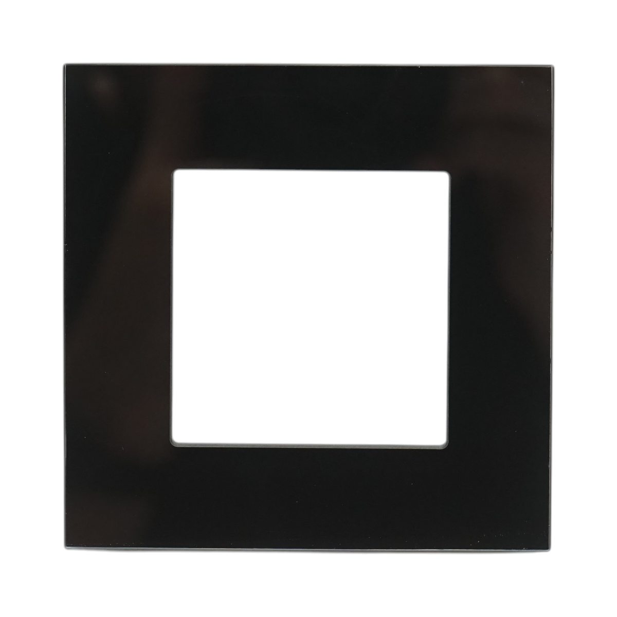 Rama simpla sticla neagra priza si intrerupator 86x86x10mm