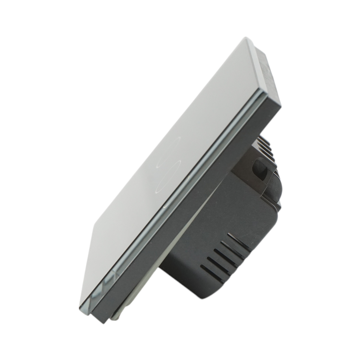 Intrerupator touch dublu cap scara negru 220V, indicator luminos, rama sticla 86x86x34mm – imagine 3