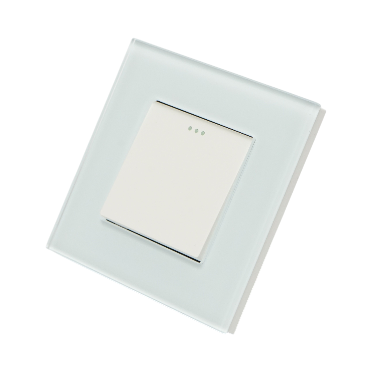 Intrerupator cap scara alb incastrat 220V, 16AX, indicator luminos, rama sticla 86x86x34mm
