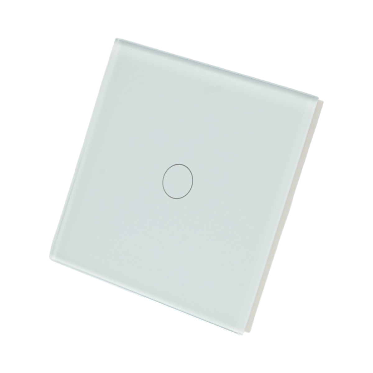 Intrerupator touch alb simplu 220V, indicator luminos, rama sticla 86x86x34mm