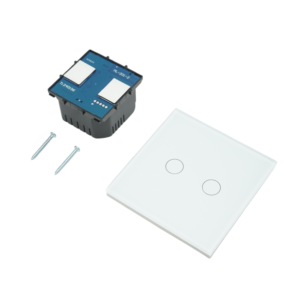 Intrerupator touch dublu cap scara alb 220V, indicator luminos, rama sticla 86x86x34mm – imagine 5