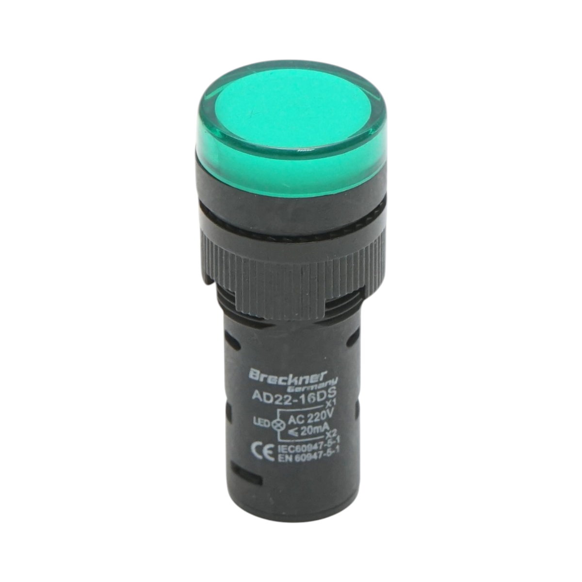 Indicator semnalizare LED verde 220V AC 16mm Breckner Germany