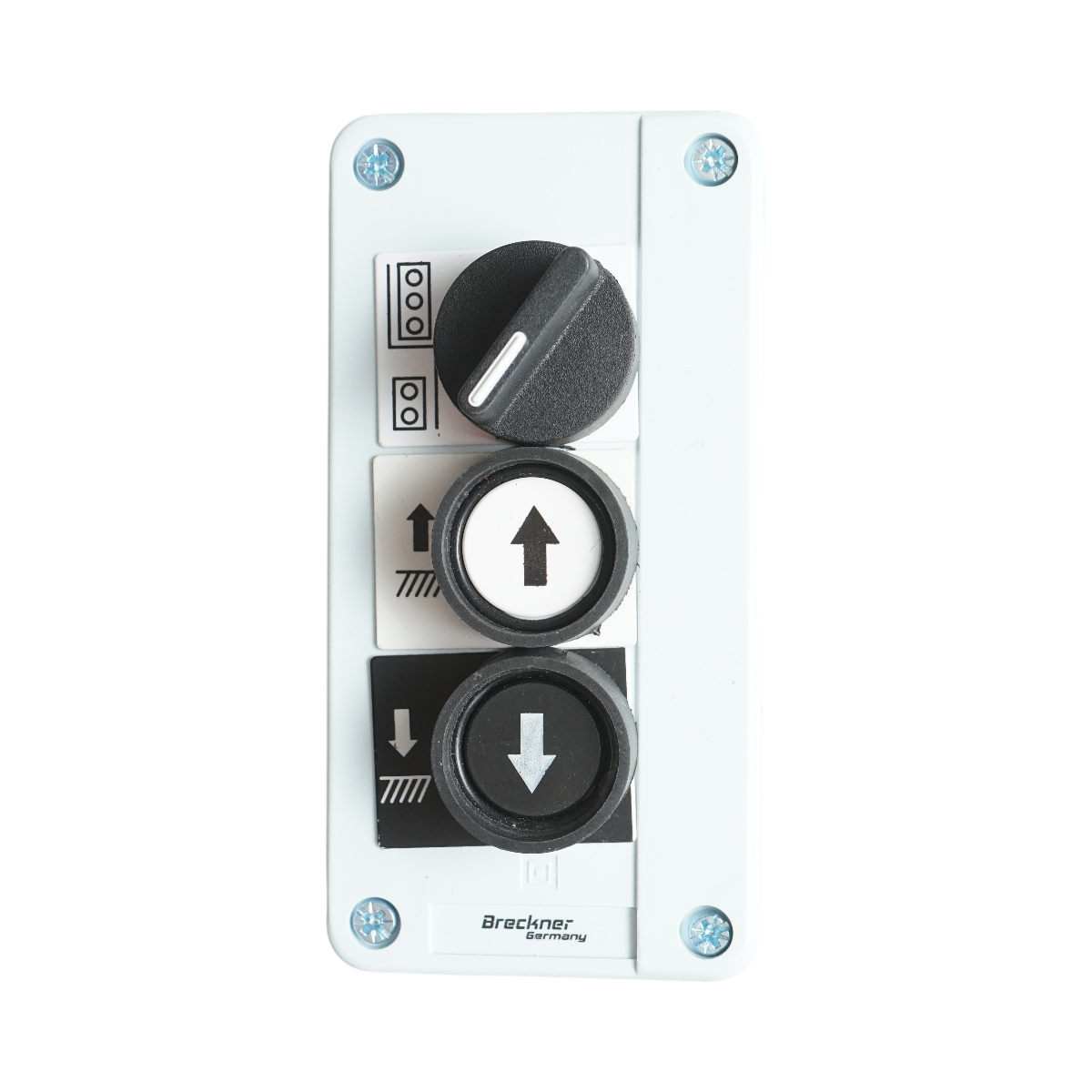 Carcasa selector 2 pozitii 1NO si butoane comanda cu revenire 1NO+1NO Breckner Germany