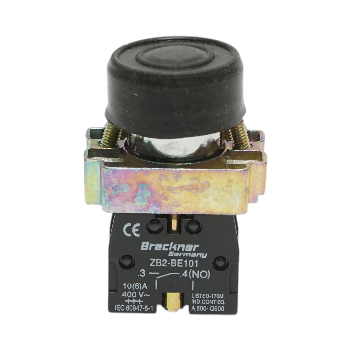 Buton comanda negru cu capac protectie IP65, 1NO, 400V/10A, LAY5 Breckner Germany