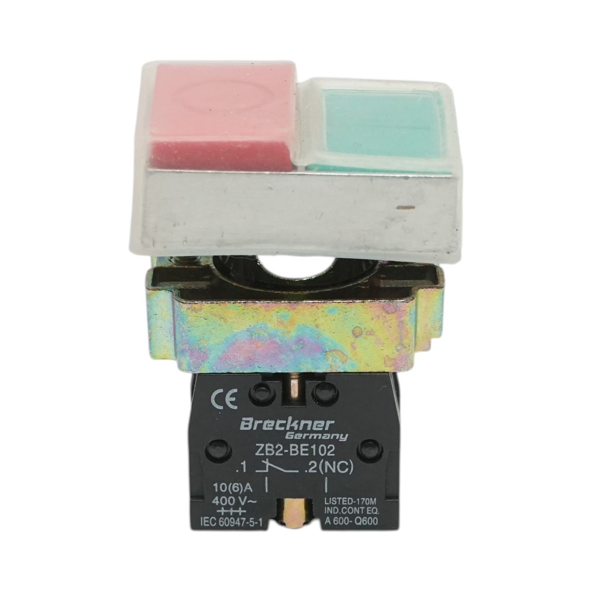 Buton comanda cap dublu cu capac protectie 1NO+1NC, 400V/10A, IP65 Breckner Germany