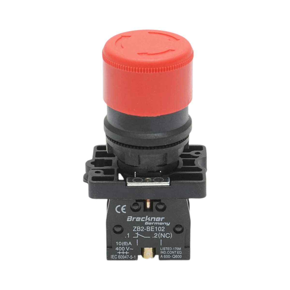 Buton comanda oprire de urgenta rosu cu deblocare prin rasucire 1NC, 400V/10A, 30mm LAY5 Breckner Germany