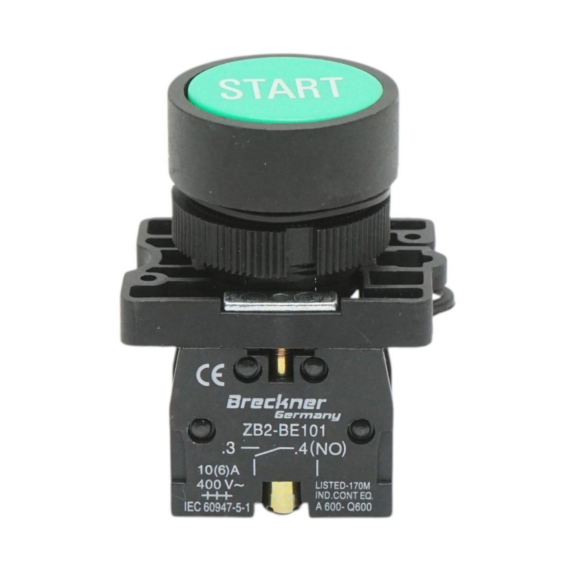 Buton comanda verde START cu revenire 1NO, 400V/10A, LAY5 Breckner Germany