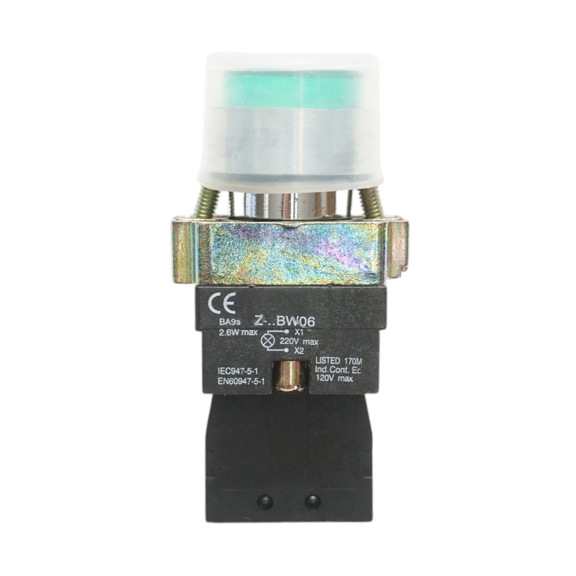 Lampa semnalizare cu alimentare directa verde si protectie 1NO, 220V, IP65, LAY5 Breckner Germany