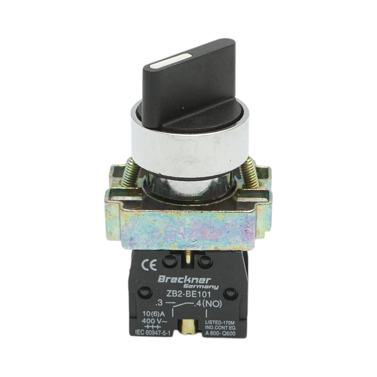 Selector 2 pozitii cu retinere negru 1NO, 400V/10A BD21 Breckner Germany