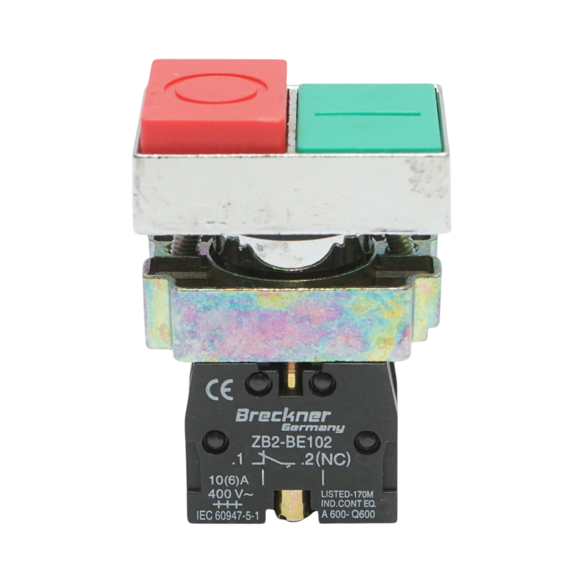 Buton comanda dublu convex 1NO+1NC, 400V/10A, LAY5 IP40 Breckner Germany