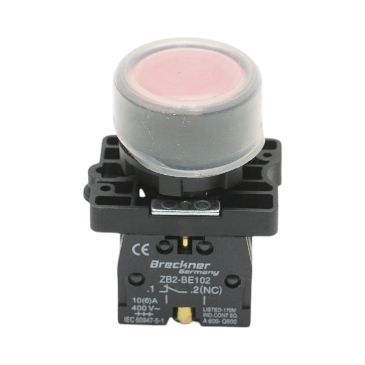 Buton comanda rosu cu capac protectie 1NC, 400V/10A, LAY5-EP42, IP65 Breckner Germany
