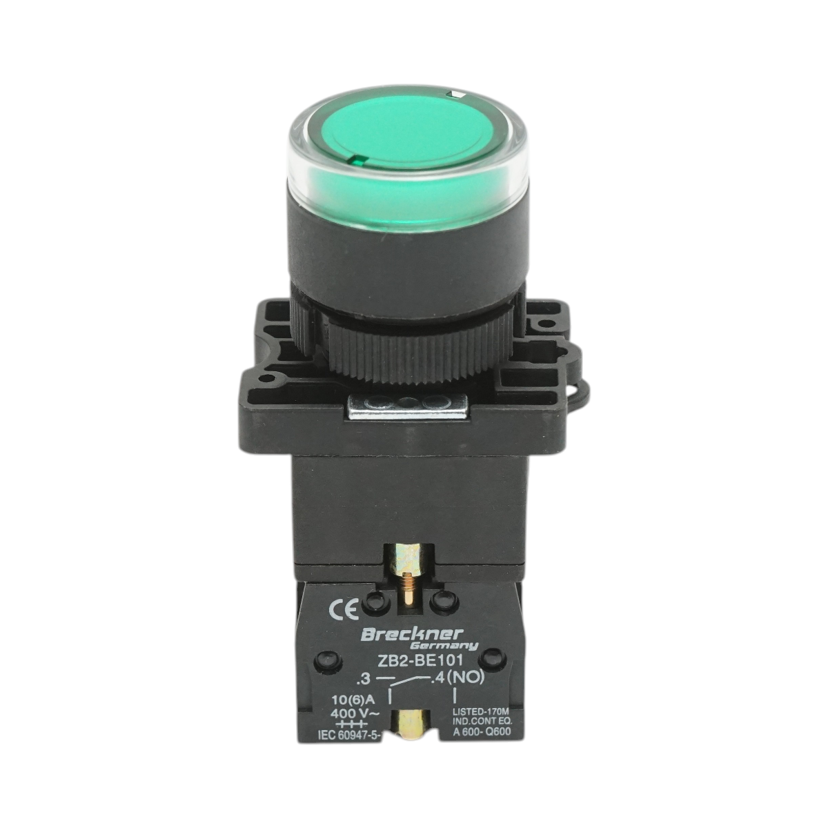 Buton indicator LED verde cu rezistenta integrata 1NO, 24V LAY5 Breckner Germany