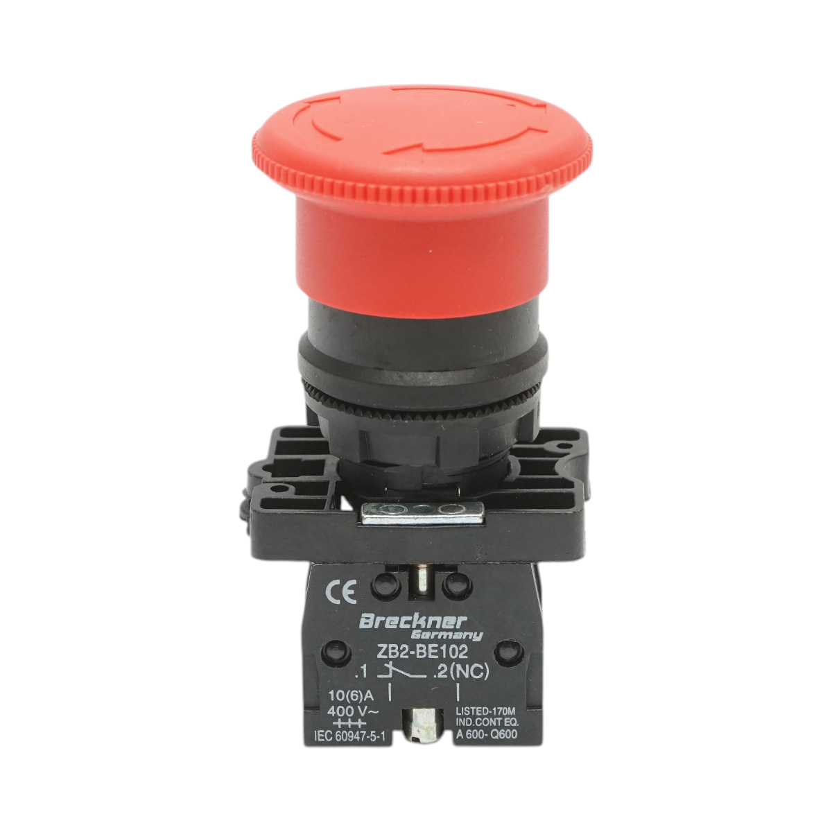 Buton comanda oprire de urgenta rosu cu deblocare prin rasucire 40mm, 1NC, 400V/10A LAY5 Breckner Germany