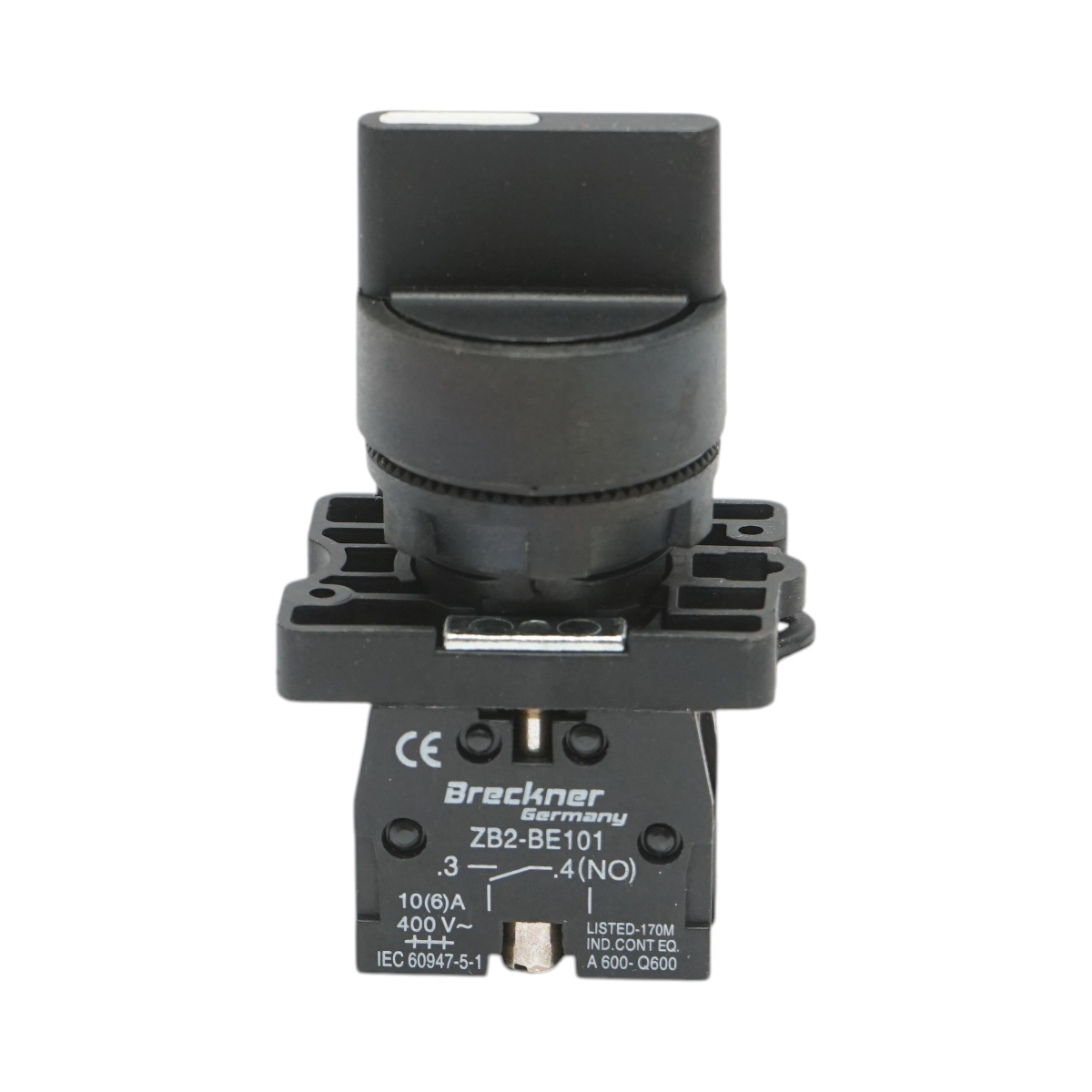Selector 3 pozitii negru cu retinere 2NO, 400V/10A, LAY5-ED33 Breckner Germany