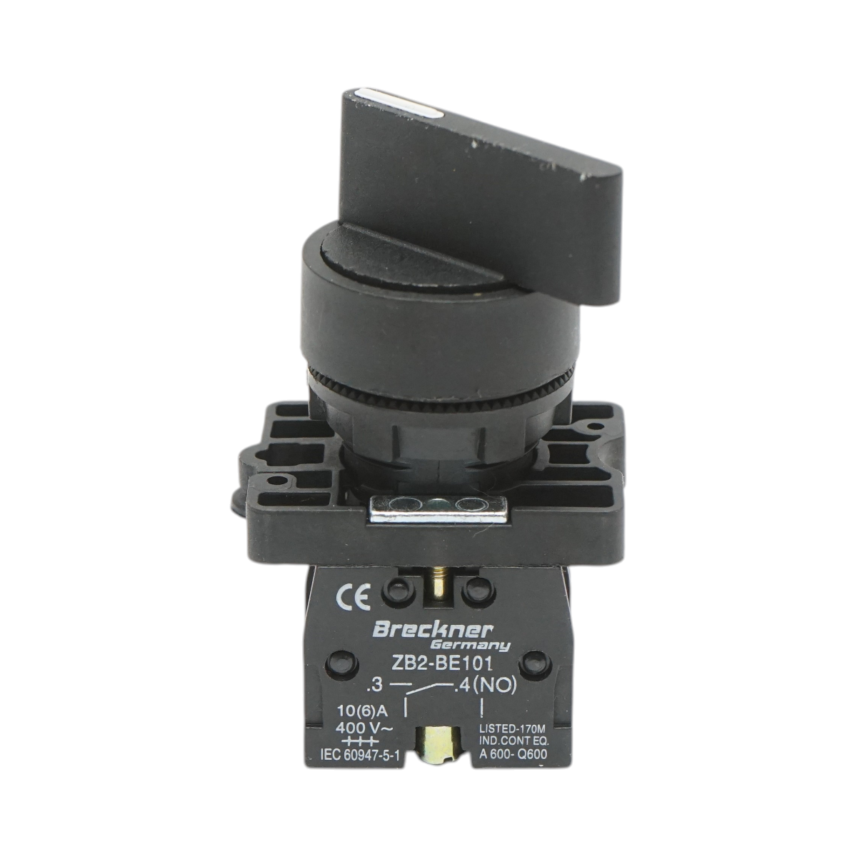 Selector 2 pozitii negru cu retinere 1NO, 400V/10A, LAY5-EJ25 Breckner Germany