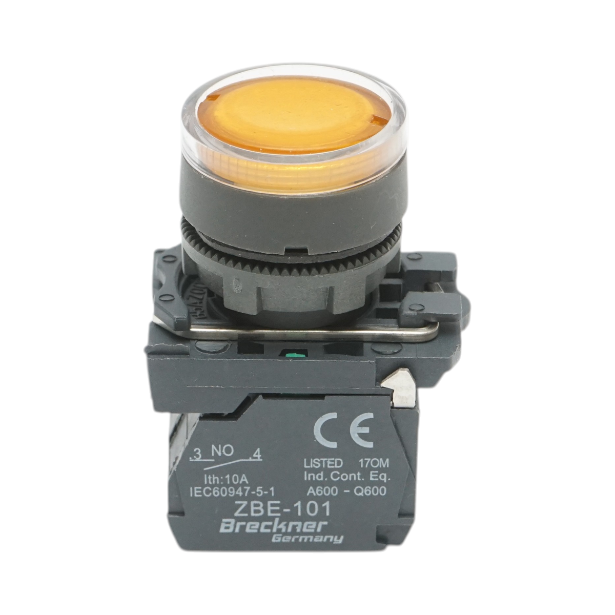 Buton comanda cu revenire si semnalizare LED galben 1NO+1NC, 24V/10A TB5 Breckner Germany