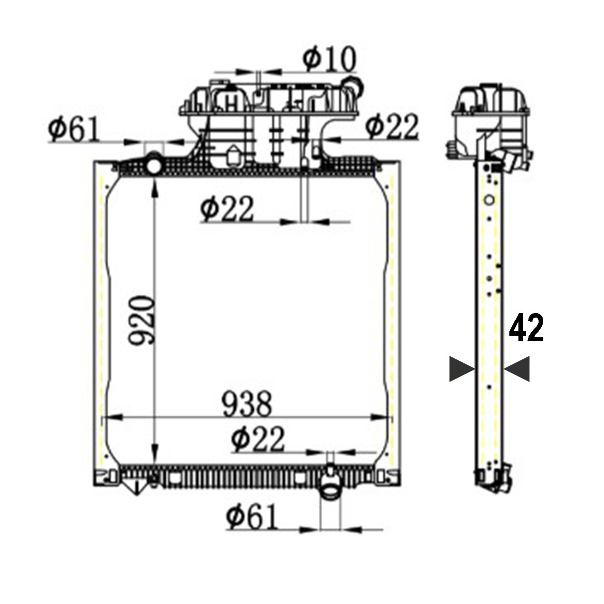 Radiator racire apa motor MAN TGA, TGS I, TGX I 920x938x42mm cod OEM 81061016512, 81061016512, 81061016459, 81061016462, 81061016469, 81061016473, 81061016477, 81061016512, 81061016520, 81061016801, 81061019477 – imagine 6