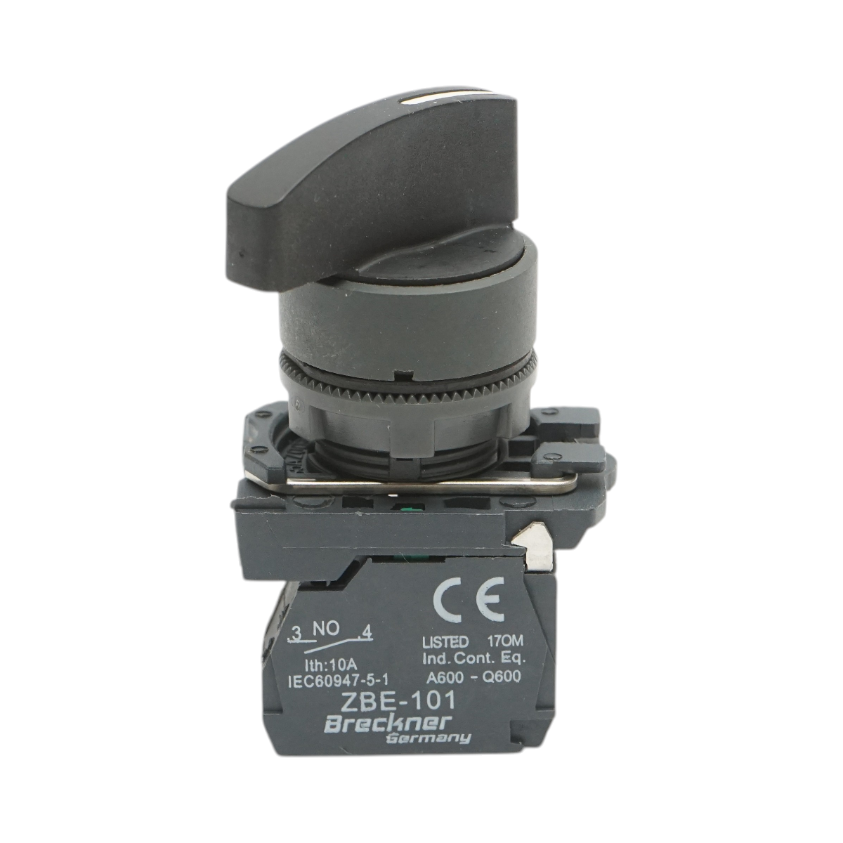 Selector 2 pozitii cu revenire negru 1NO, 240V/10A, TB5-AJ41 Breckner Germany
