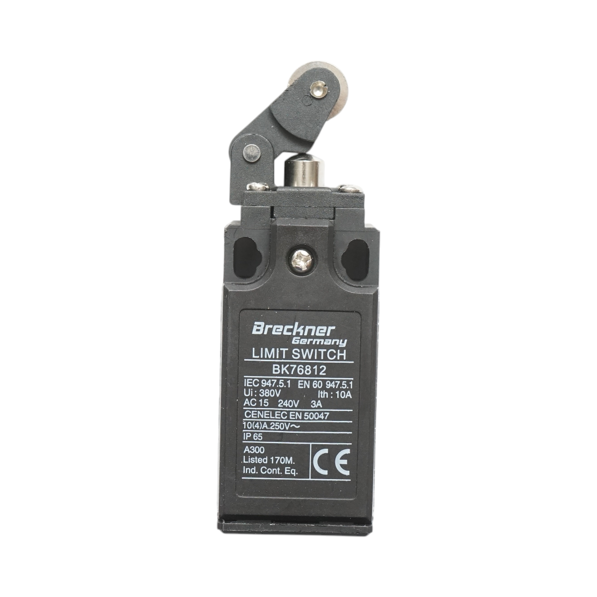 Intrerupator limita cu actuator tip piston, rola orizontala si brat scurt 250V/380V, 10A IP65 Breckner Germany