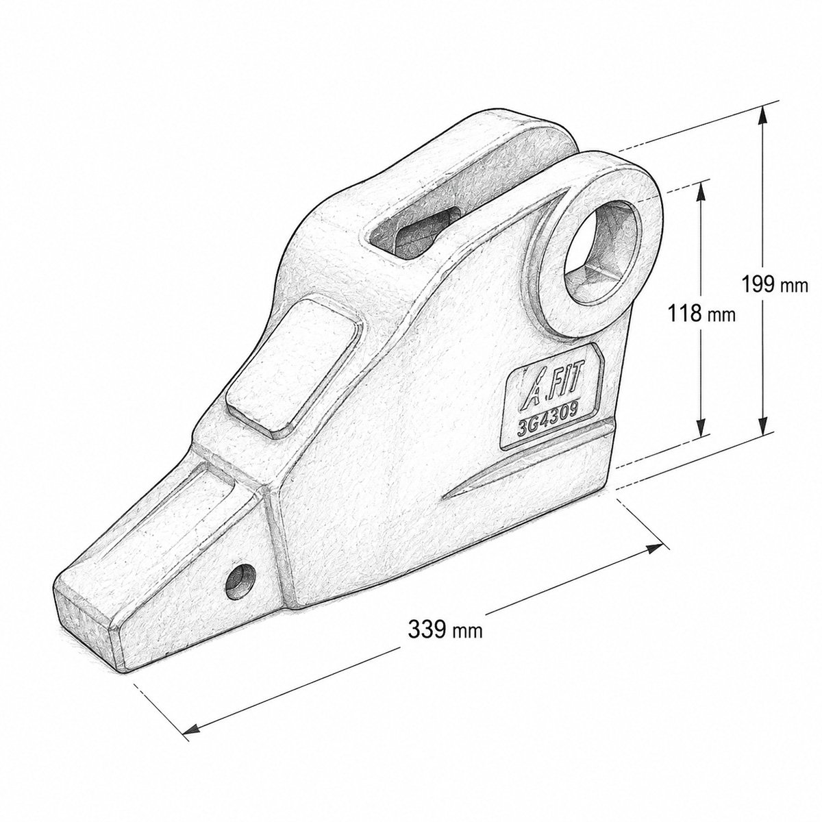 Adaptor dinte cupa lateral dreapta Caterpillar J300 cod OEM 3G4309 – imagine 4