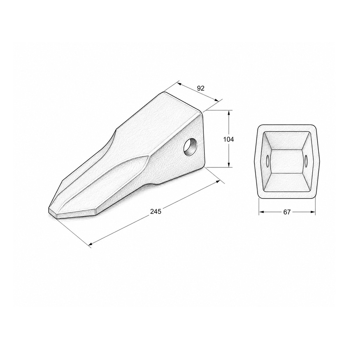Dinte cupa incarcator frontal, excavator Caterpillar J300 cod OEM 1U3302PT – imagine 4