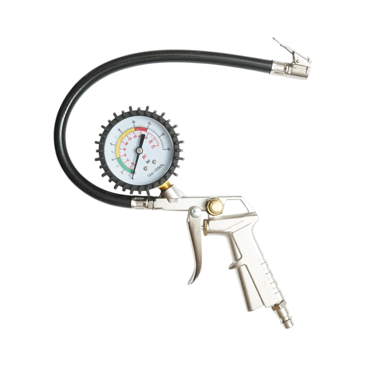 Pistol umflat roti cu furtun si manometru mecanic 0-16 bar