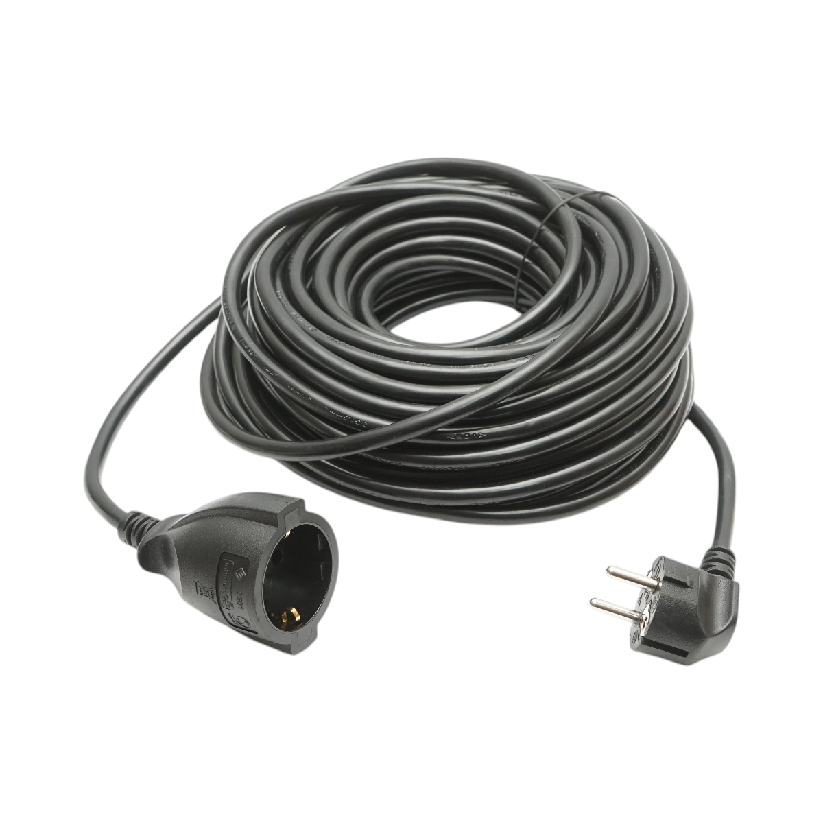 Cablu prelungitor electric 20m, 3x1.5mm H05VV-F, negru cu priza Schuko 16A/250V