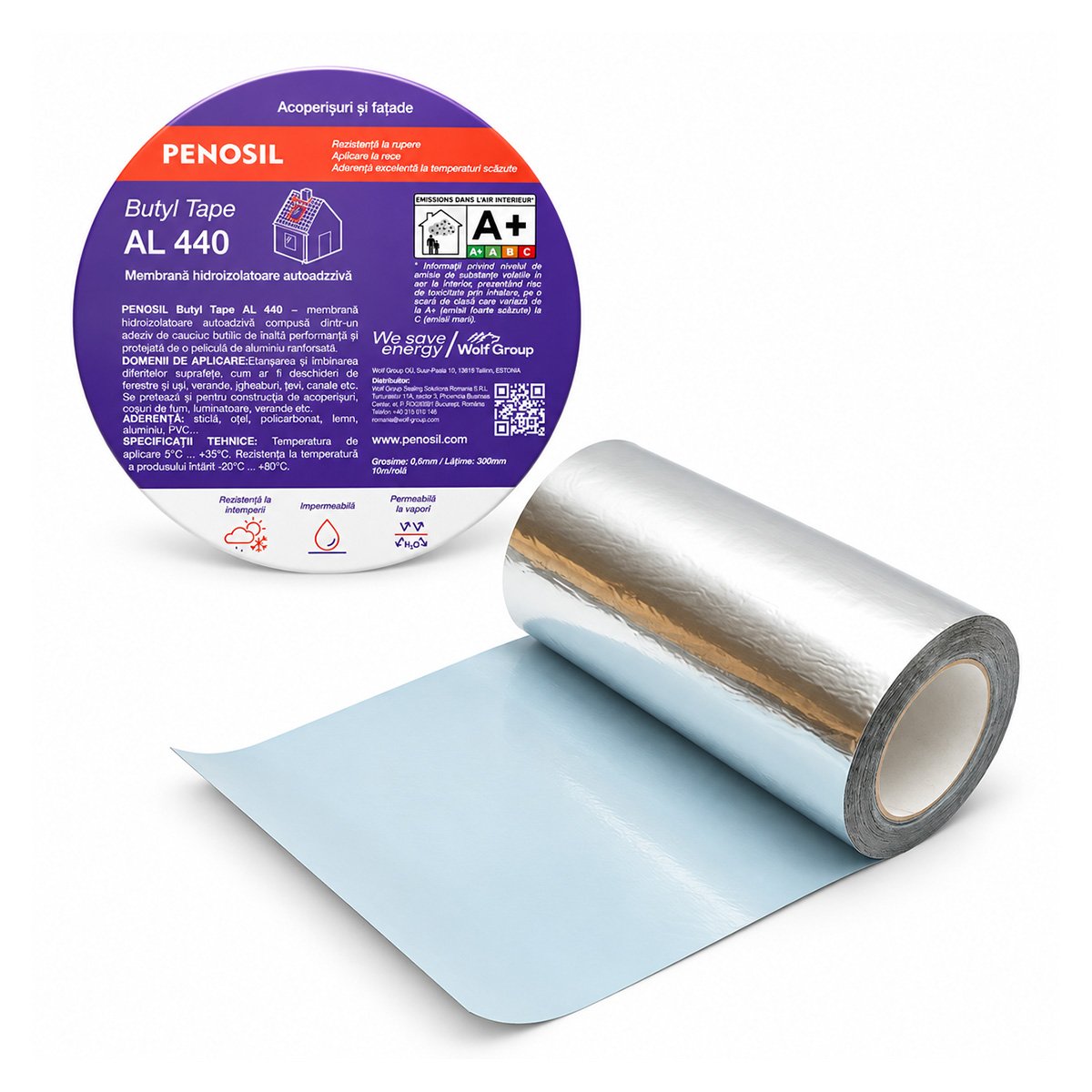 Banda butilica hidroizolanta autoadeziva 0.6x300mmx10m cu folie de aluminiu Butyl Tape AL 440 Penosil