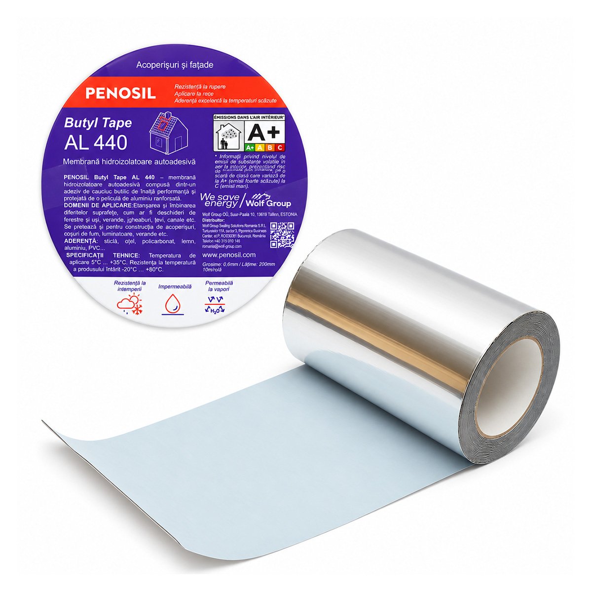 Banda butilica hidroizolanta autoadeziva 0.6x200mmx10m cu folie de aluminiu Butyl Tape AL 440 Penosil