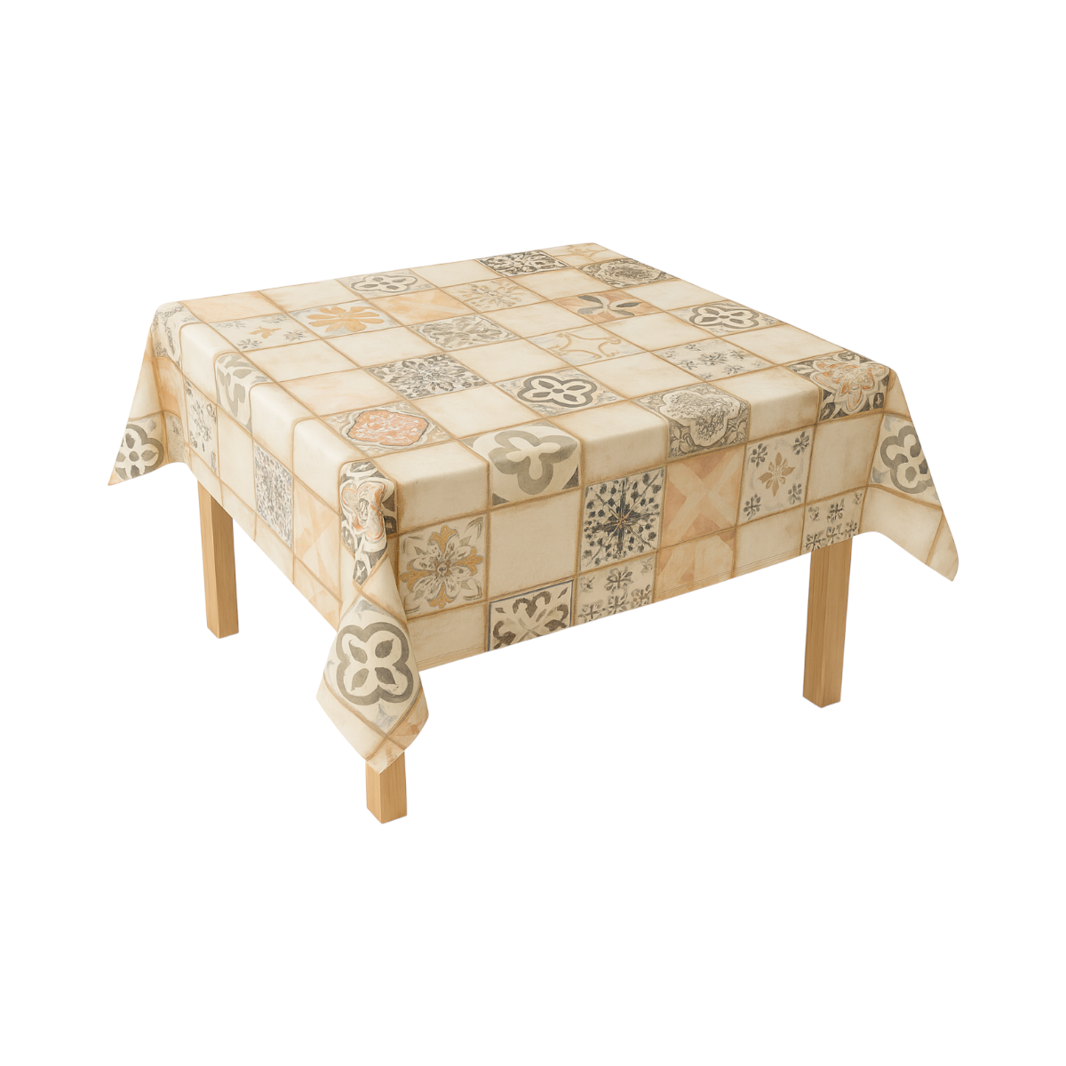 Rola fata de masa decorativa PVC 1.37x20m, grosime 0.18mm, textil 45 g/mp, model gresie vintage Breckner Germany