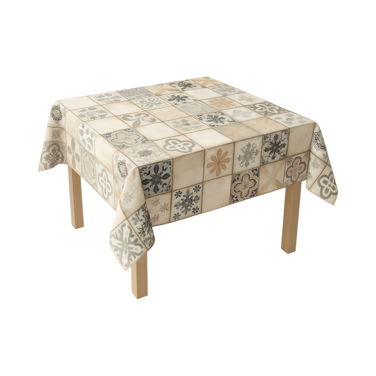 Rola fata de masa decorativa PVC 1.37x20m, grosime 0.18mm, textil 45 g/mp, model mozaic natur Breckner Germany