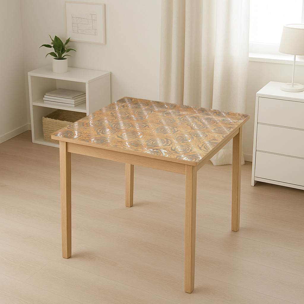 Folie protectie masa transparenta PVC siliconizat 80cm, grosime 1.2mm, model trandafiri 20m/rola Breckner Germany