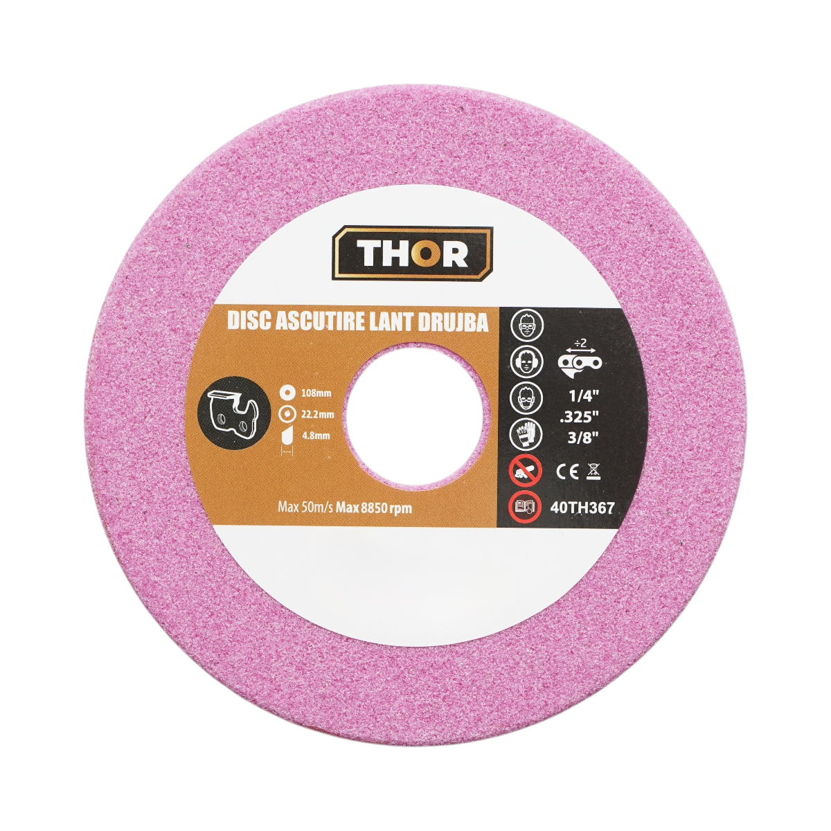 Disc ascutire lant drujba 108x22.2x4.8mm, viteza 8850rpm THOR