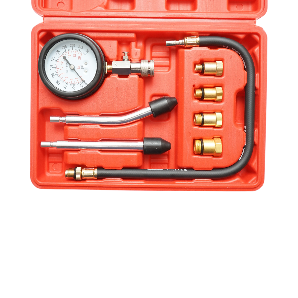 Trusa tester compresie motoare benzina cu manometru mecanic 0-20 bar – imagine 3