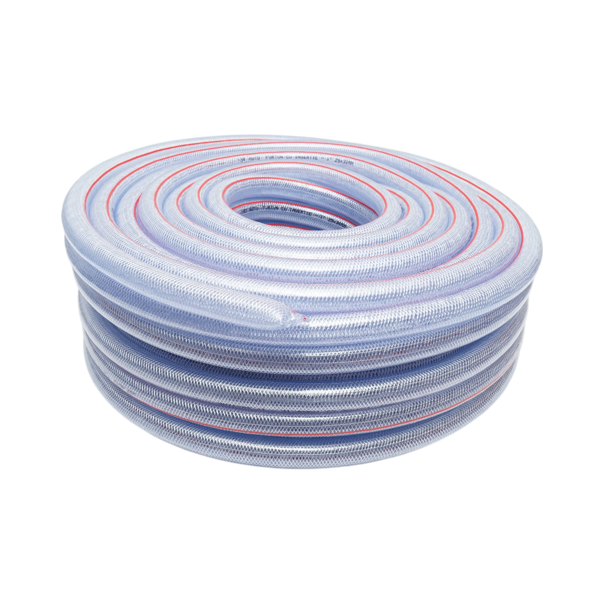 Furtun gradina PVC transparent 1 inch (25mm), PN5 bar, 25x31mm cu insertie textila impletita 50m/rola UZ INTENSIV
