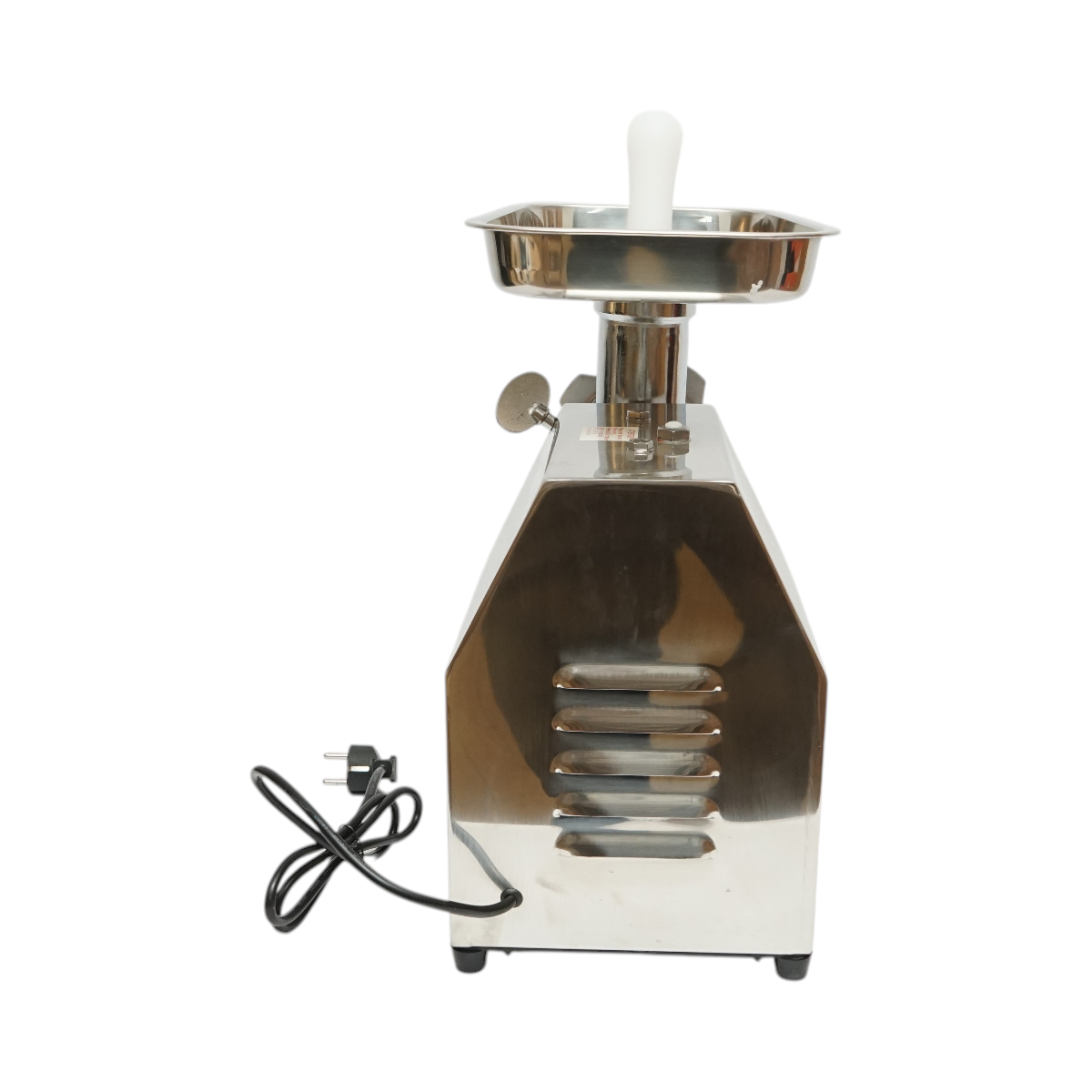 Masina de tocat carne electrica inox 850W, 220V, capacitate 150 kg/h, adaptor carnati, 2 site si 2 cutite incluse 380x210x415mm – imagine 4