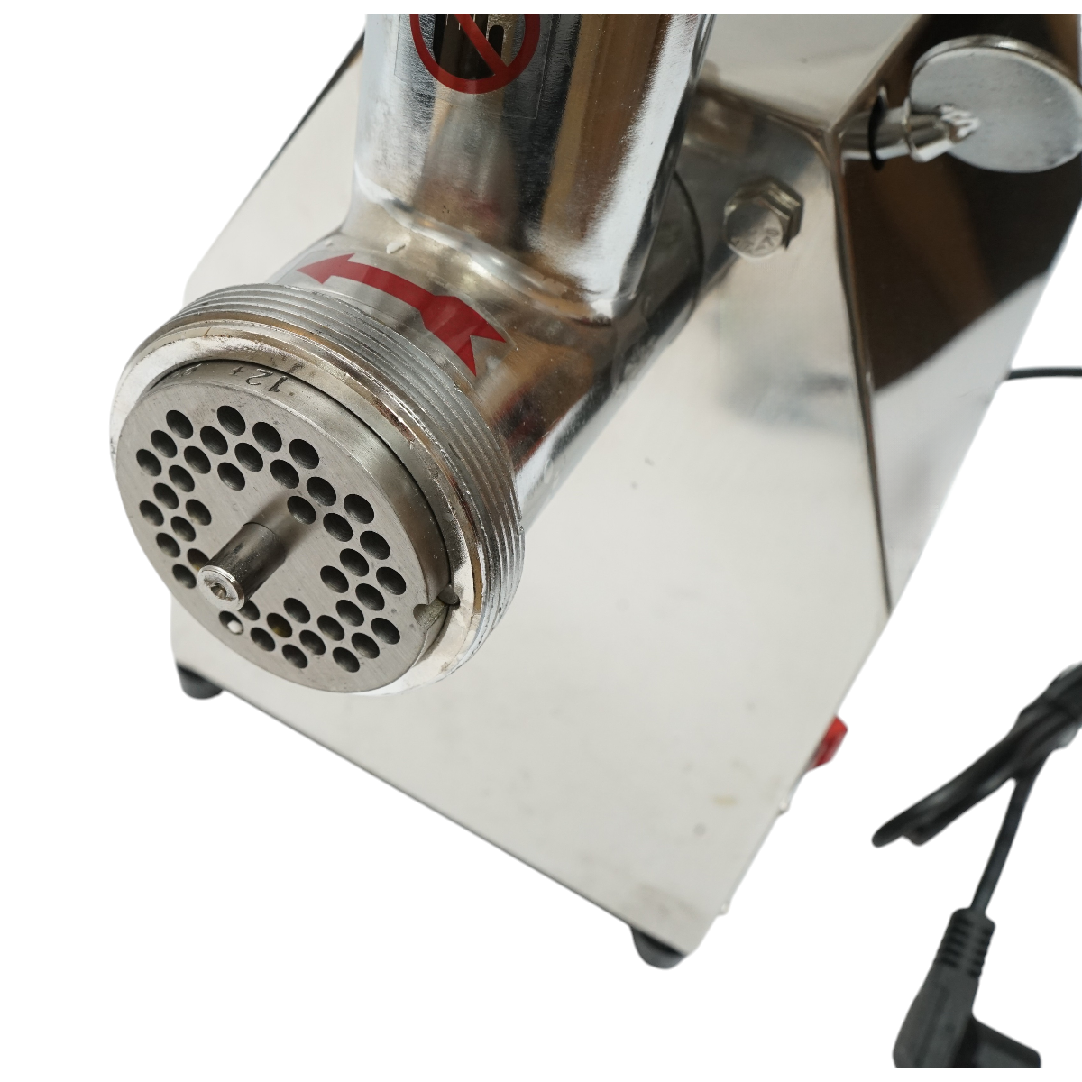 Masina de tocat carne electrica inox 850W, 220V, capacitate 150 kg/h, adaptor carnati, 2 site si 2 cutite incluse 380x210x415mm – imagine 7