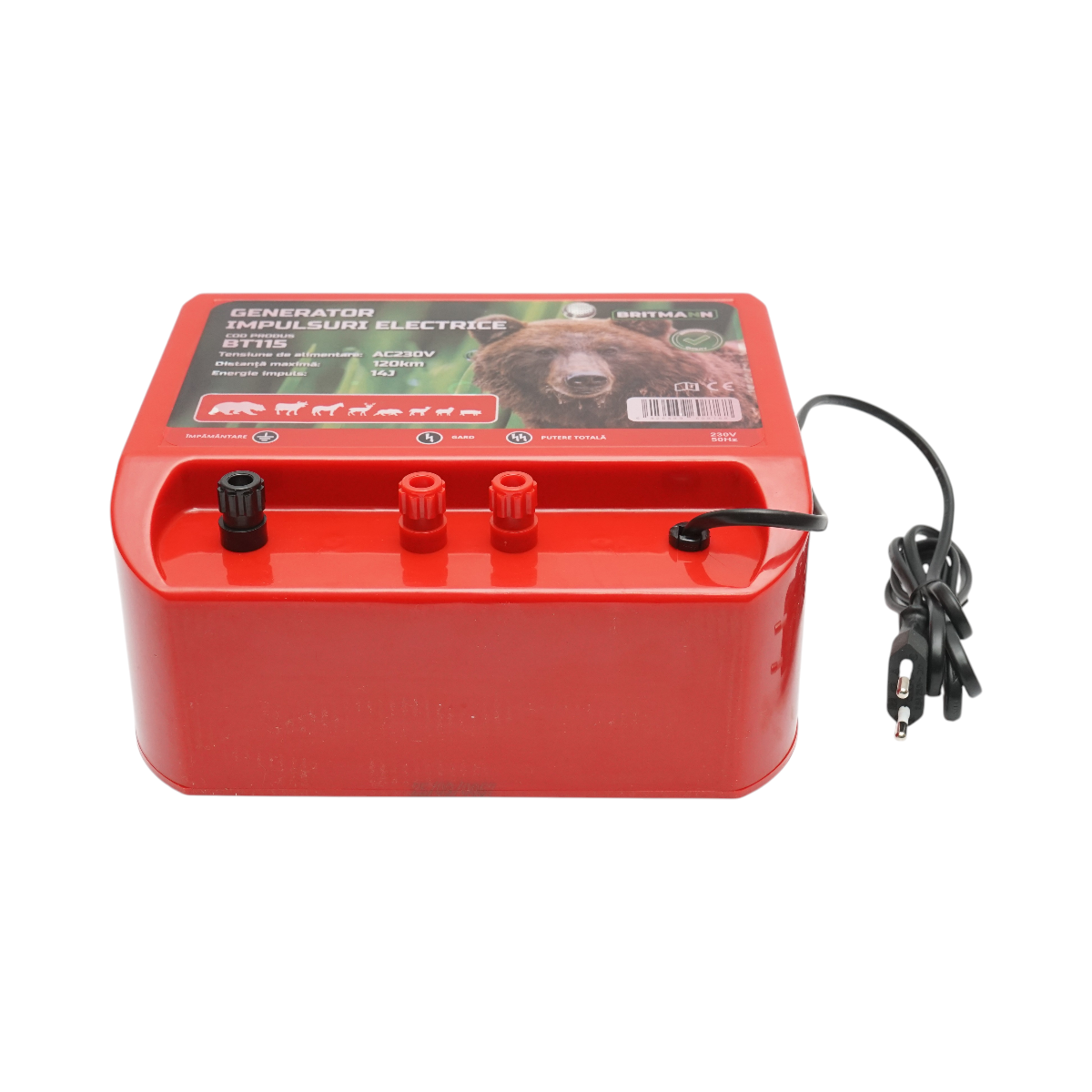 Aparat generator de impulsuri 14 Joule, 220V, 120 km pentru gard electric Britmann – imagine 2