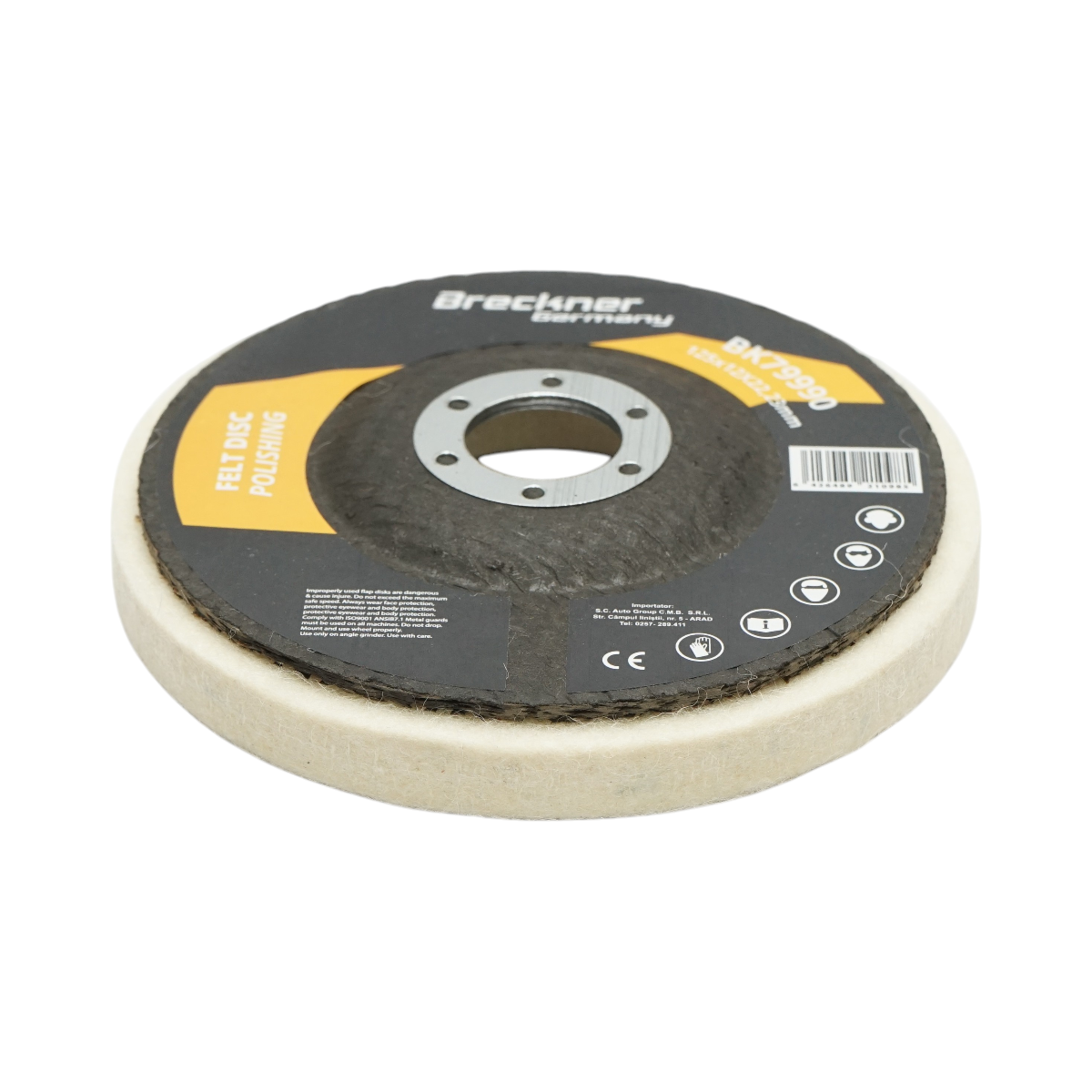 Disc pasla pentru polisare 125x12x22.23mm, lustruire si finisare metal, inox, aluminiu Breckner Germany – imagine 2